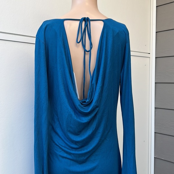 Deep blue draped back dress size XL on the tag, but M & L fit - Picture 5 of 7